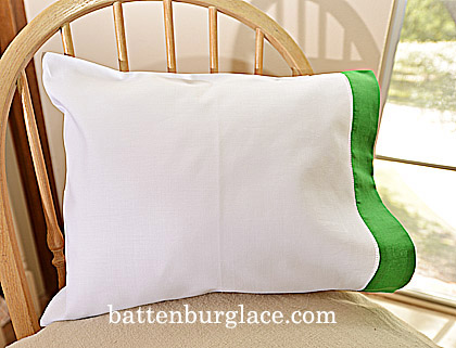Baby Pillowcases 13x17in.White Mint Green. Set of 2